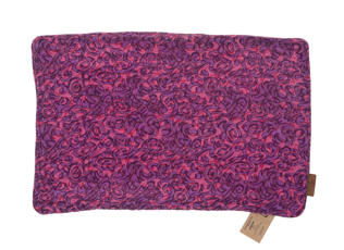 Unique sari pillowcase in silk 60x40 cm with deep purple burgundy color and dark suzani-like bulging pattern in oriental boho style