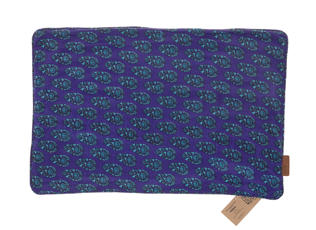 Unique Silk pillowcase 60x40 cm in purple and teal with colorful all-over oriental sari-inspired pattern in boho ethnic style