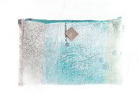 Sari pillowcase 60x40 with colorful boho bohemian patterns in pink, light blue, yellow and turquoise as well as Indian, oriental zigzag/line patterns in vintage style (unique sari pillow)