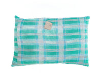 Sari pillowcase 60x40 with Indian, vintage boho pattern in dark blue, petrol and black with white details (sari pillow / sari cushions)