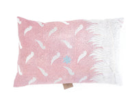 Sari cushion cover 60x40 in dark grey with red and beige paisley pattern as well as gold stars and cross stitch