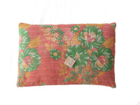 Sari pillowcase 60x40 in vintage bohemian style with colorful stripes in white, purple and light green shades - unique sari pillow in upcycled Indian textile with ethnic patterns.