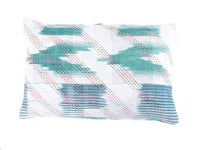 Sari pillowcase 60x40 cm in patchwork with colorful green and turquoise tones, vintage boho/bohemian oriental pattern and unique sari pillow in upcycled fabric